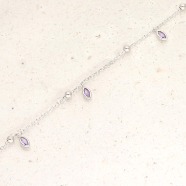 Collier AÉLYS en Argent 925/1000 et Oxydes Violets - AE-C6OZ0275