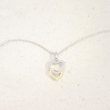 Collier Cœur AÉLYS en Argent 925/1000 Bicolore avec Oxydes - AE-C6OZ0276