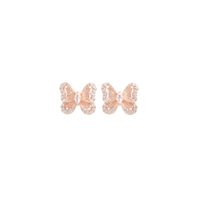 Boucles d'oreilles Papillon AÉLYS en Argent 925/1000 Rose avec Oxydes - AE-B6OZ0376