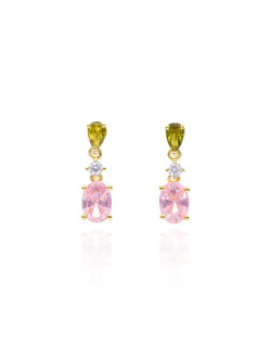 Boucles d'oreilles AÉLYS en Argent 925/1000 Jaune avec Oxydes Multicolore - AE-B6OZ0378