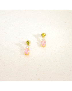 Boucles d'oreilles AÉLYS en Argent 925/1000 Jaune avec Oxydes Multicolore - AE-B6OZ0378