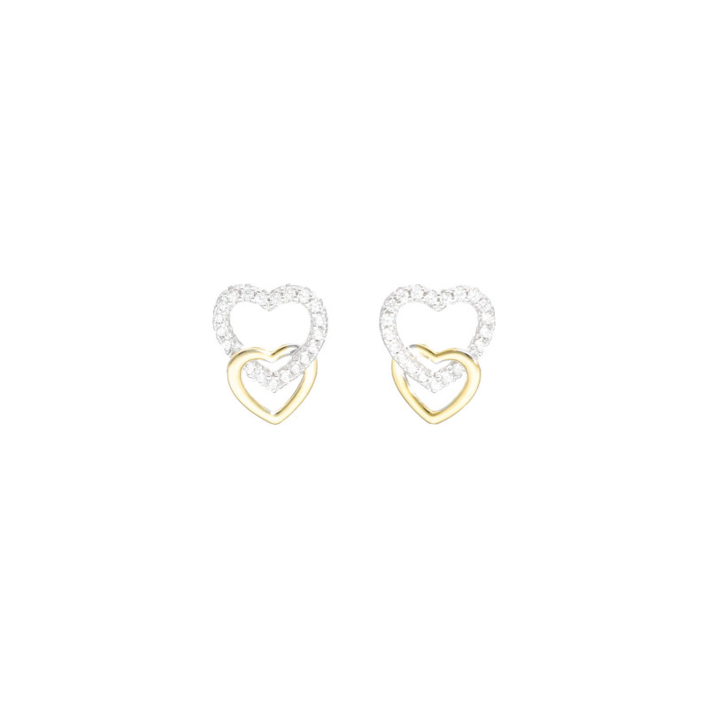 Boucles d'oreilles Cœur AÉLYS en Argent 925/1000 Bicolore avec Oxydes - AE-B6OZ0379