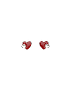 Boucles d'oreilles AÉLYS en Argent 925/1000 avec Cœur Émail Rouge - AE-B60248