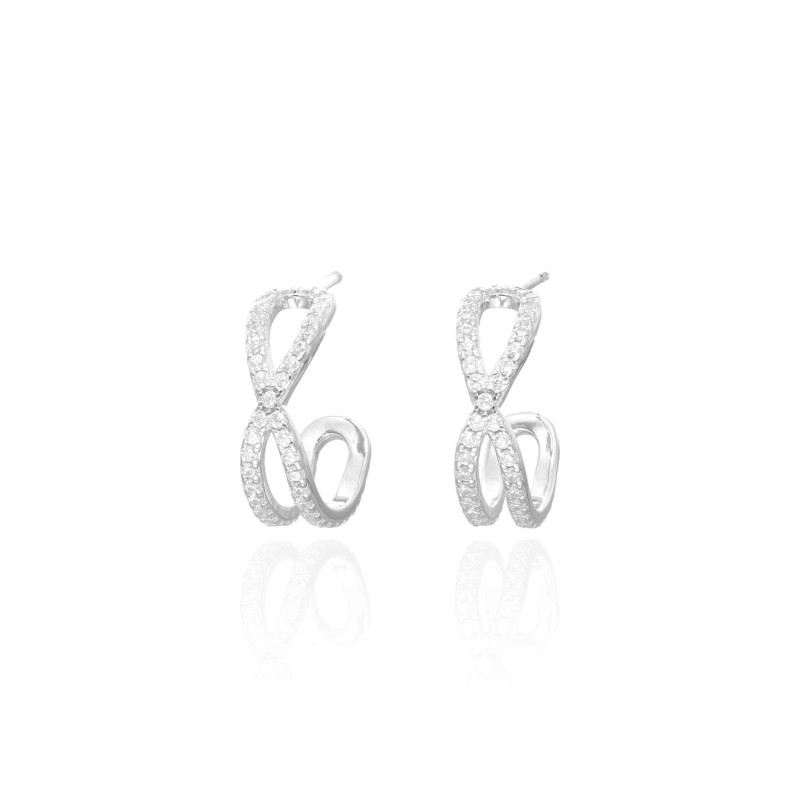 Boucles d'oreilles Demi-Créoles AÉLYS en Argent 925/1000 avec Oxydes - 15 mm - AE-B6OZ0385