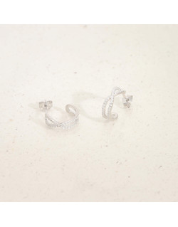 Boucles d'oreilles Demi-Créoles AÉLYS en Argent 925/1000 avec Oxydes - 15 mm - AE-B6OZ0385