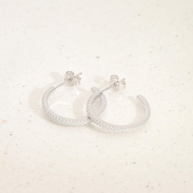 Boucles d'oreilles Demi-Créoles AÉLYS en Argent 925/1000 avec Oxydes - 20 mm - AE-B6OZ0386