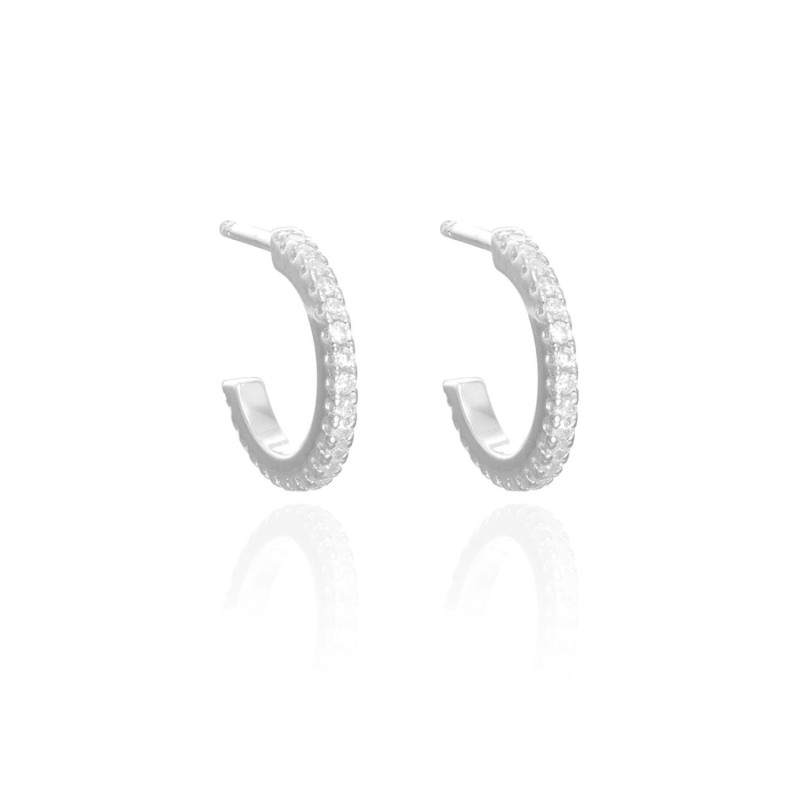 Boucles d'oreilles Demi-Créoles AÉLYS en Argent 925/1000 avec Oxydes - 10 mm - AE-B6OZ0388