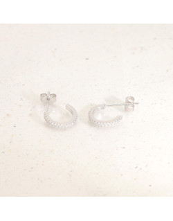 Boucles d'oreilles Demi-Créoles AÉLYS en Argent 925/1000 avec Oxydes - 10 mm - AE-B6OZ0388