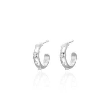 Boucles d'oreilles Demi-Créoles AÉLYS en Argent 925/1000 avec Oxydes - 10 mm - AE-B6OZ0390