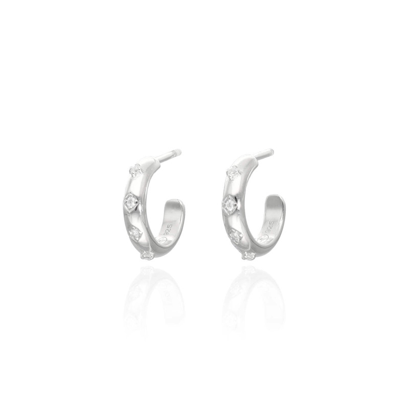 Boucles d'oreilles Demi-Créoles AÉLYS en Argent 925/1000 avec Oxydes - 10 mm - AE-B6OZ0390