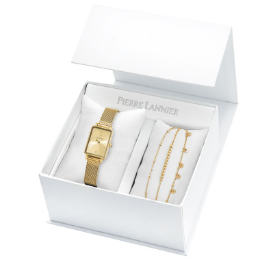 Coffret Montre ARIANE - PIERRE LANNIER Femme Bracelet Acier Milanais Jaune Et Bracelet Acier - 356G542