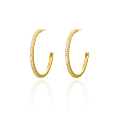 Boucles d'oreilles Demi-Créoles AÉLYS en Argent 925/1000 Jaune avec Oxydes Blancs - 25 mm - AE-B6OZ0391