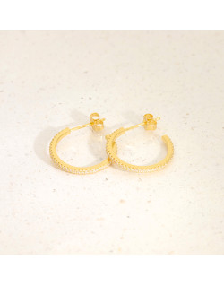 Boucles d'oreilles Demi-Créoles AÉLYS en Argent 925/1000 Jaune avec Oxydes Blancs - 20 mm - AE-B6OZ0392