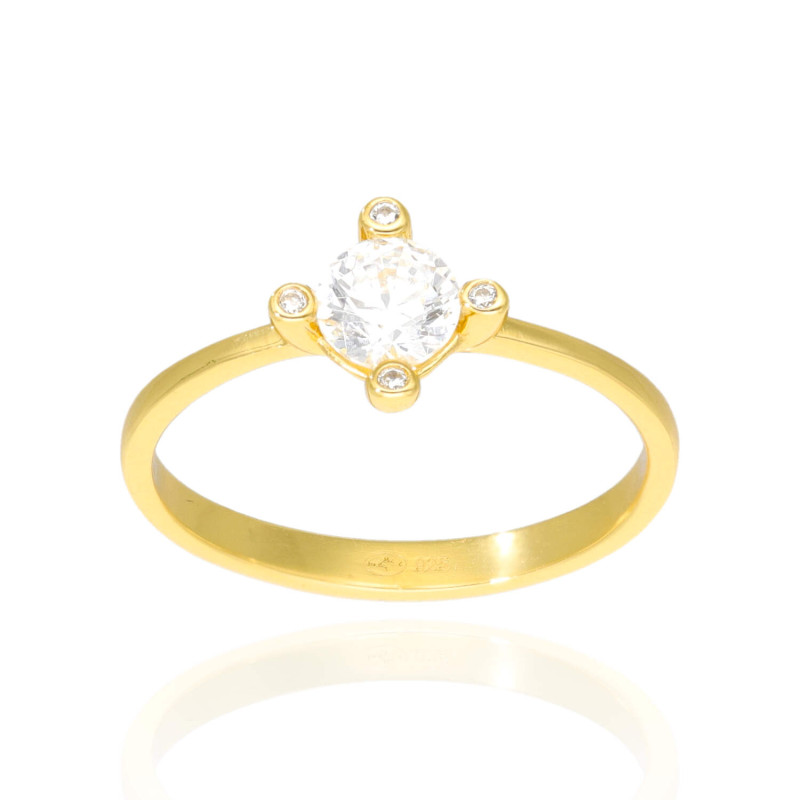 Bague Solitaire AÉLYS en Argent 925/1000 Jaune avec Oxydes - AE-BA6OZ0294