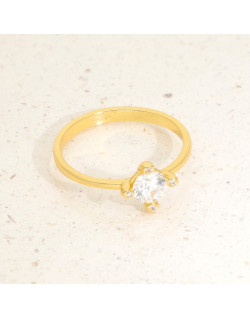 Bague Solitaire AÉLYS en Argent 925/1000 Jaune avec Oxydes - AE-BA6OZ0294