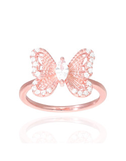 Bague Papillon AÉLYS en Argent 925/1000 Rose avec Oxydes - AE-BA6OZ0295