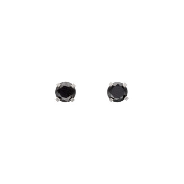 Boucles d'oreilles AÉLYS en Or 375/1000 Blanc avec Oxyde Noir - 5 mm - AE-B4OZ0118