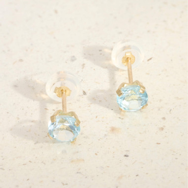 Boucles d'oreilles AÉLYS en Or 375/1000 avec Topaze Bleu - 5 mm - AE-B4TO0022