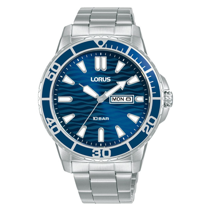 Montre LORUS Homme Cadran Bleu Bracelet Acier - RH357AX9