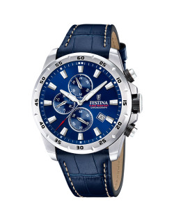 Montre TIMELESS CHRONOGRAPH - FESTINA Homme Bracelet Cuir Bleu - F20692/2