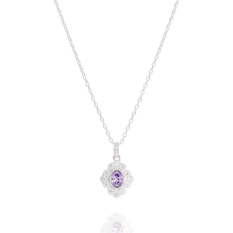 Collier AÉLYS en Argent 925/1000 avec Oxydes Violet et Blancs - AE-C6OZ0295