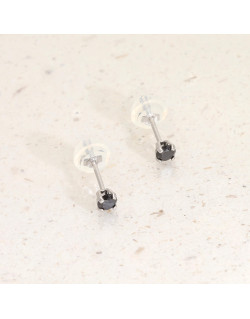 Boucles d'oreilles AÉLYS en Or 375/1000 Blanc avec Oxydes Noirs - 3 mm - - AE-B4OZ0128