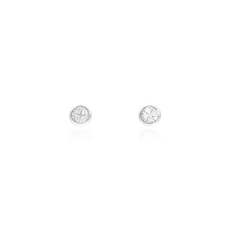 Boucles d'oreilles AÉLYS en Or 375/1000 Blanc et Diamant 0,04 carat HSI2 - AE-B4DT0049