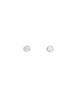 Boucles d'oreilles AÉLYS en Or 375/1000 Blanc et Diamant 0,04 carat HSI2 - AE-B4DT0049