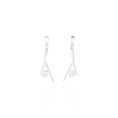 Boucles d'oreilles AÉLYS en Or 375/1000 Blanc et Oxydes - AE-BA4OZ0071