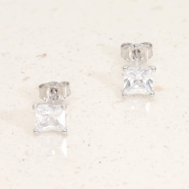 Boucles d'oreilles AÉLYS en Argent 925/1000 avec Oxydes Carrés - 5 x 5 mm - AE-B6OZ0395