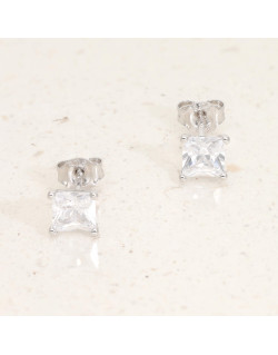 Boucles d'oreilles AÉLYS en Argent 925/1000 avec Oxydes Carrés - 5 x 5 mm - AE-B6OZ0395