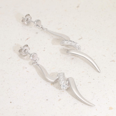 Boucles d'oreilles Torsadées AÉLYS en Argent 925/1000 avec Oxydes - AE-B6OZ0415