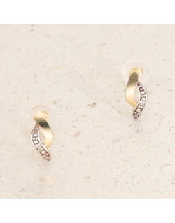 Boucles d'oreilles AÉLYS en Or 375/1000 Bicolore avec Diamant 0,01 carat HSI2 - AE-B4DT0051