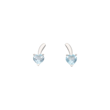 Boucles d'oreilles Cœur AÉLYS en Or 375/1000 Blanc avec Topaze Bleu - AE-B4TO0028