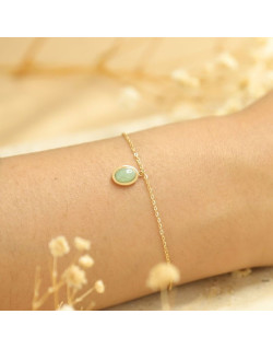 Bracelet ETIKA en Acier Jaune avec Aventurine Verte - AE-BR7AV0020