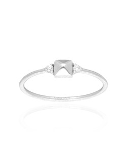 Bague AÉLYS en Or 375/1000 Blanc et Oxydes - AE-BA4OZ0073