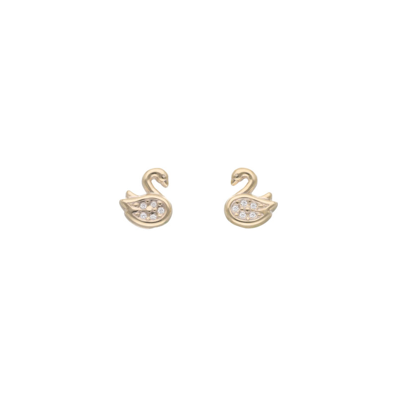 Boucles d'oreilles Cygne Enfant AÉLYS en Or 375/1000 et Oxydes - AE-B4OZ0133