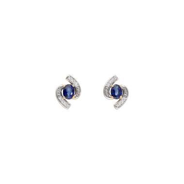 Boucles d'oreilles AÉLYS en Or 375/1000 Bicolore et Saphir - AE-B4SA0014