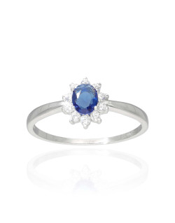 Bague AÉLYS en Argent 925/1000 et Oxydes Bleu et Blancs - AE-BA6OZ0299