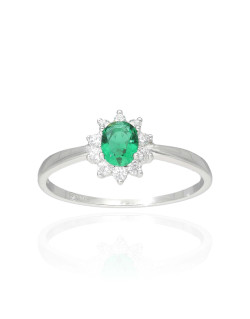 Bague AÉLYS en Argent 925/1000 et Oxydes Vert et Blancs - AE-BA6OZ0301