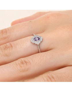 Bague AÉLYS en Argent 925/1000 et Oxydes Violet et Blancs - AE-BA6OZ0302