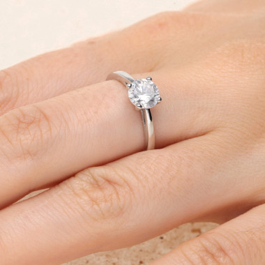 Bague Solitaire AÉLYS en Argent 925/1000 et Oxyde - AE-BA6OZ0303