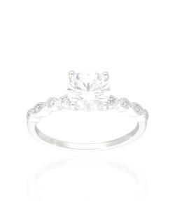 Bague Solitaire Accompagné AÉLYS en Argent 925/1000 et Oxydes - AE-BA6OZ0306