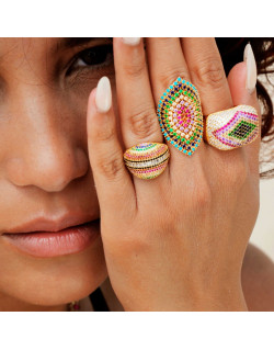 Bague WORDLY - HIPANEMA avec Strass Multicolores - E2454WORLO