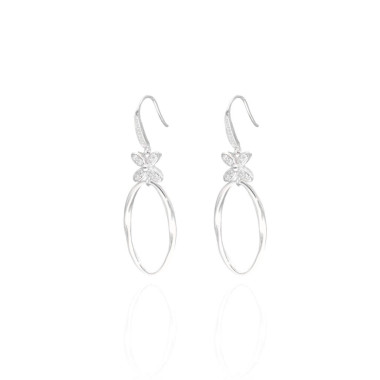 Boucles d'oreilles Fleurs AÉLYS en Argent 925/1000 et Oxydes - AE-B6OZ0436