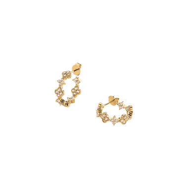 Boucles d'oreilles Créoles AGATHA en Argent 925/1000 Jaune et Oxydes - 02390503-137-TU