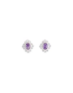 Boucles d'oreilles AÉLYS en Argent 925/1000 et Oxydes Violet et Blancs - AE-B6OZ0424