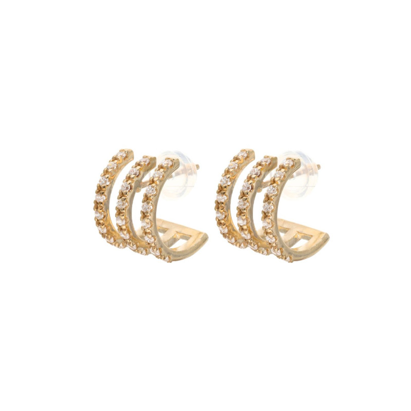 Boucles d'oreilles 3 Anneaux AÉLYS en Or 375/1000 avec Oxydes - AE-B4OZ0141