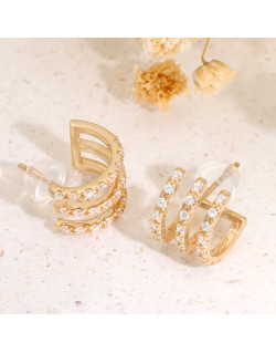 Boucles d'oreilles 3 Anneaux AÉLYS en Or 375/1000 avec Oxydes - AE-B4OZ0141