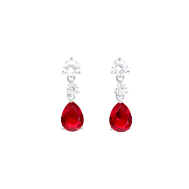 Boucles d'oreilles AÉLYS en Argent 925/1000 et Oxydes Rouges et Oxydes - AE-B6OZ0441